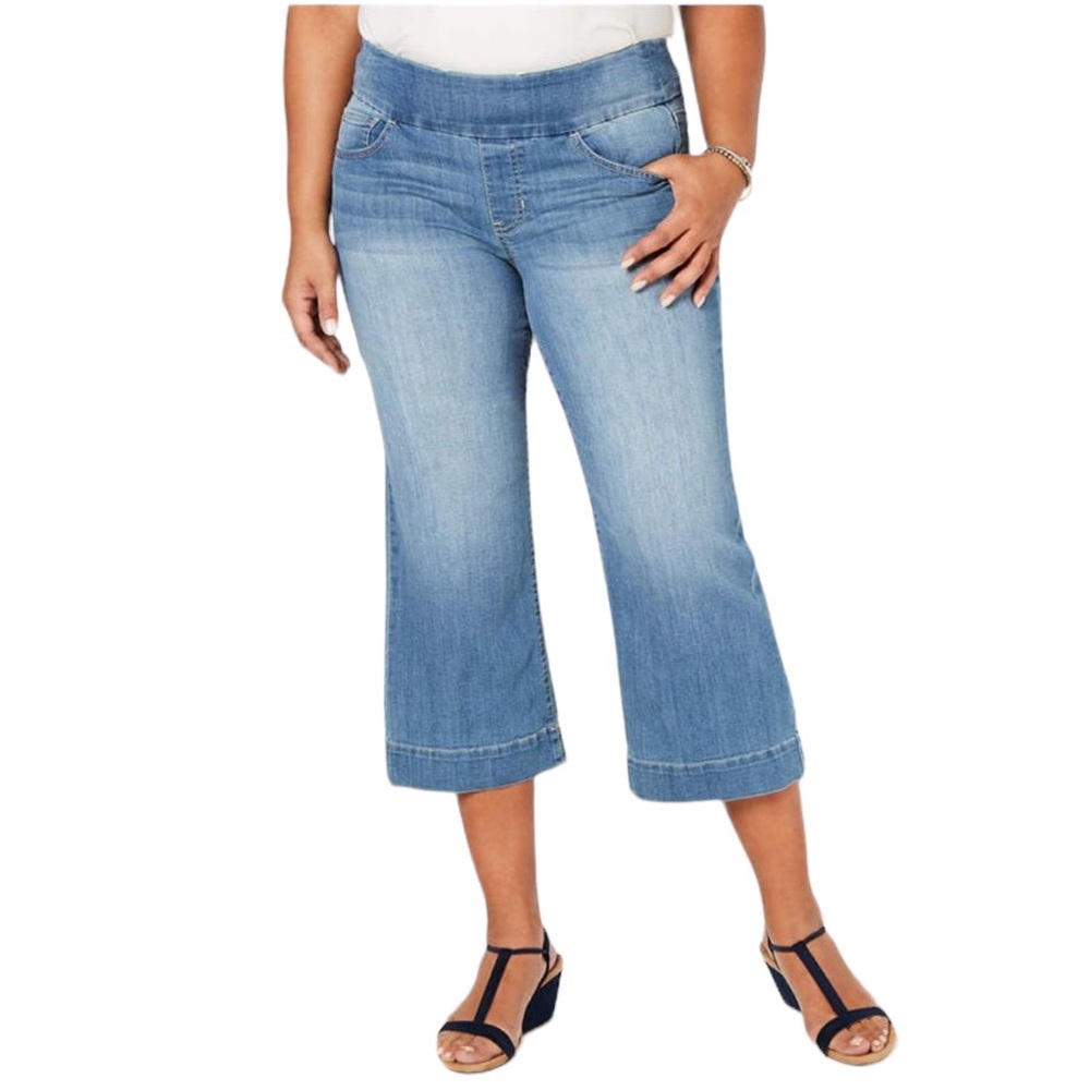 Style & Co. Light Wash Blue Cropped Wide-Leg Jeans